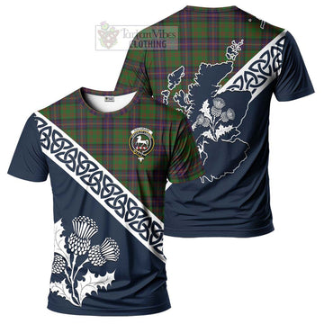 Cochrane Tartan T-Shirt Featuring Thistle and Scotland Map