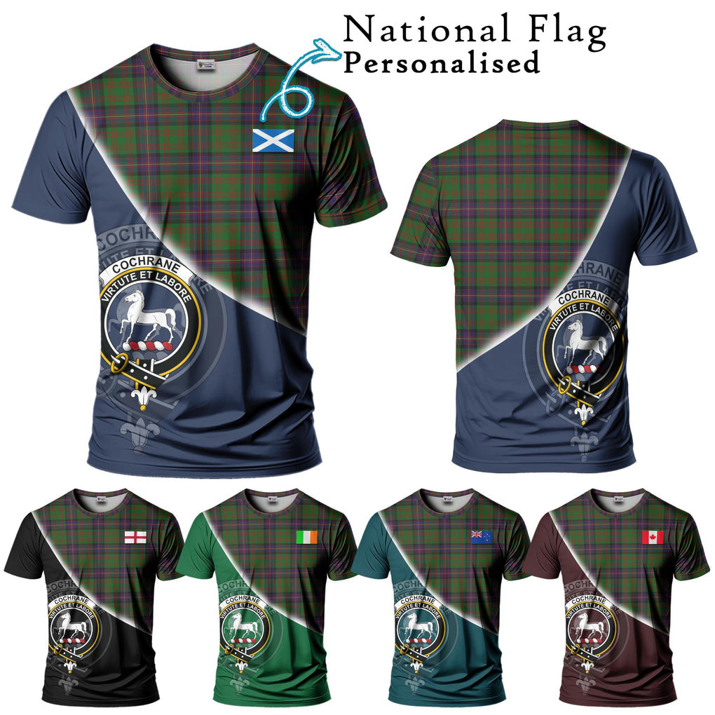 Cochrane Tartan T-Shirt with Personalised National Flag and Family Crest Half Style Kid's Shirt - Tartanvibesclothing Shop