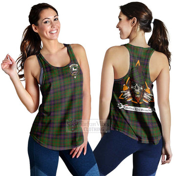 Cochrane Tartan Women's Racerback Tanks with Family Crest and Bearded Skull Holding Bottles of Whiskey