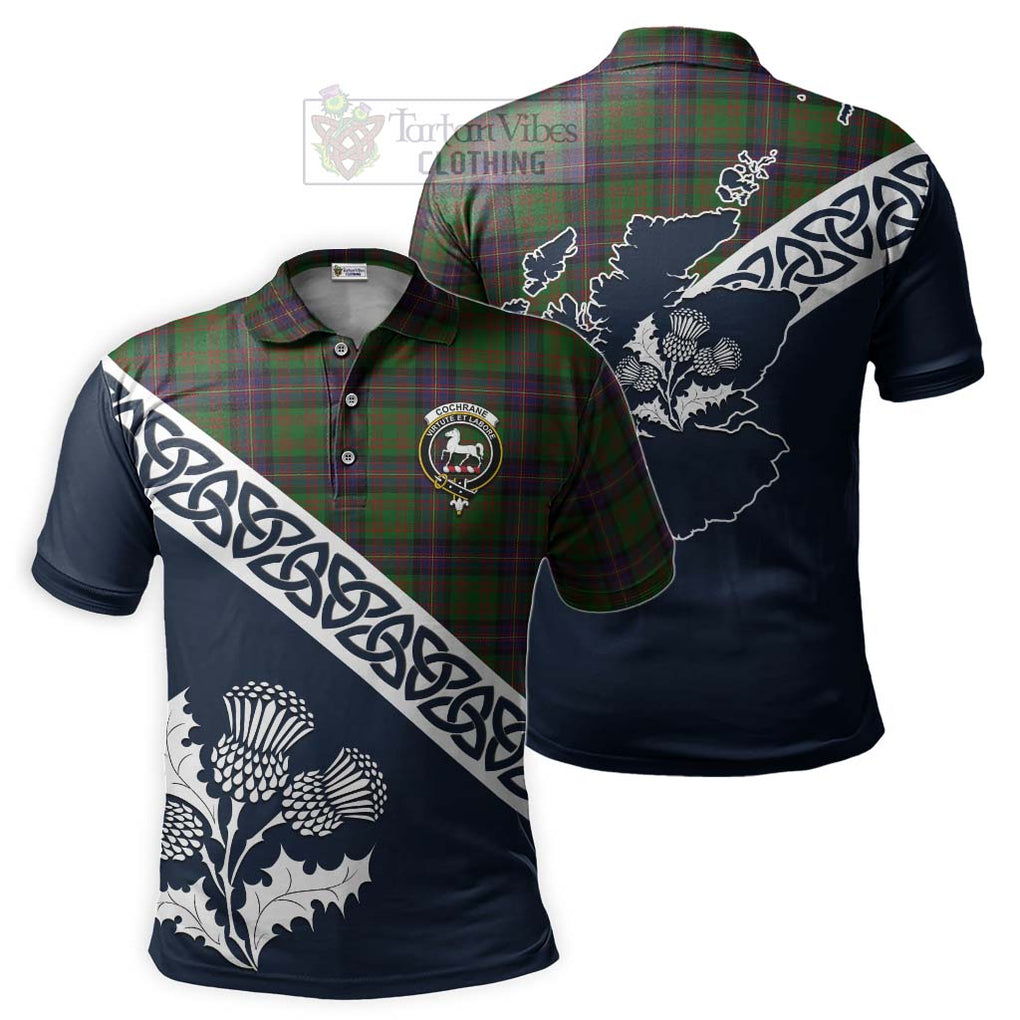 Cochrane Tartan Polo Shirt Featuring Thistle and Scotland Map