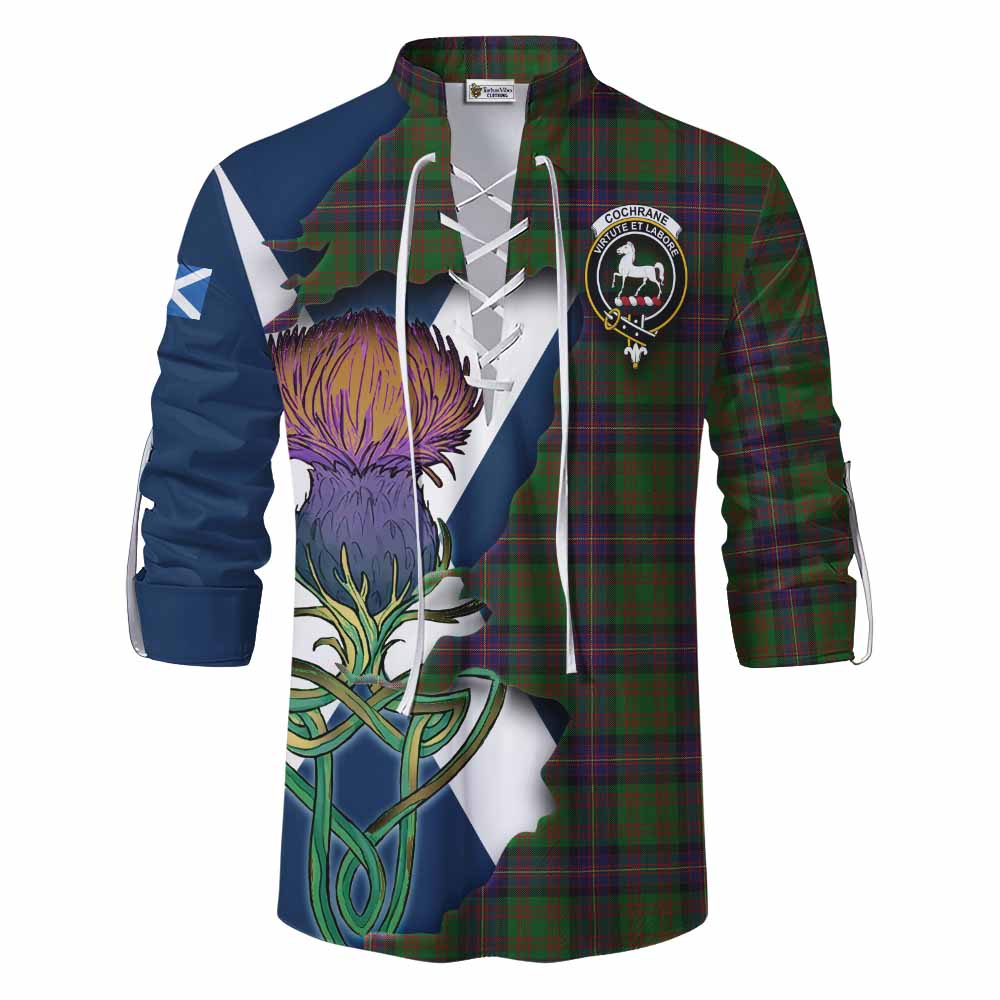 Cochrane Tartan Family Crest Ghillie Kilt Shirt Scottish Thistle Celtic Inspired Men - Tartan Vibes Clothing