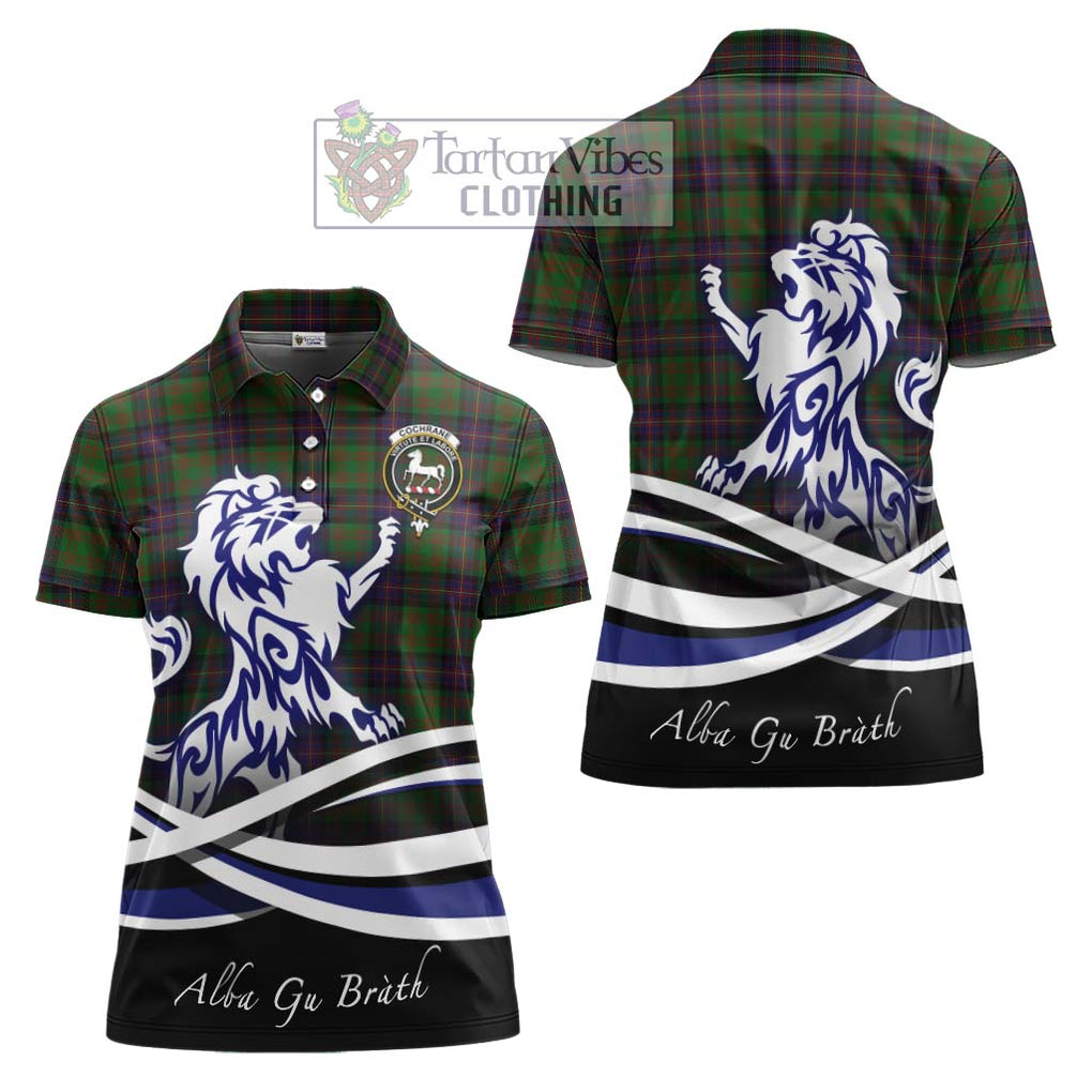 Cochrane Tartan Women's Polo Shirt with Alba Gu Brath Regal Lion Emblem Women - Tartanvibesclothing Shop