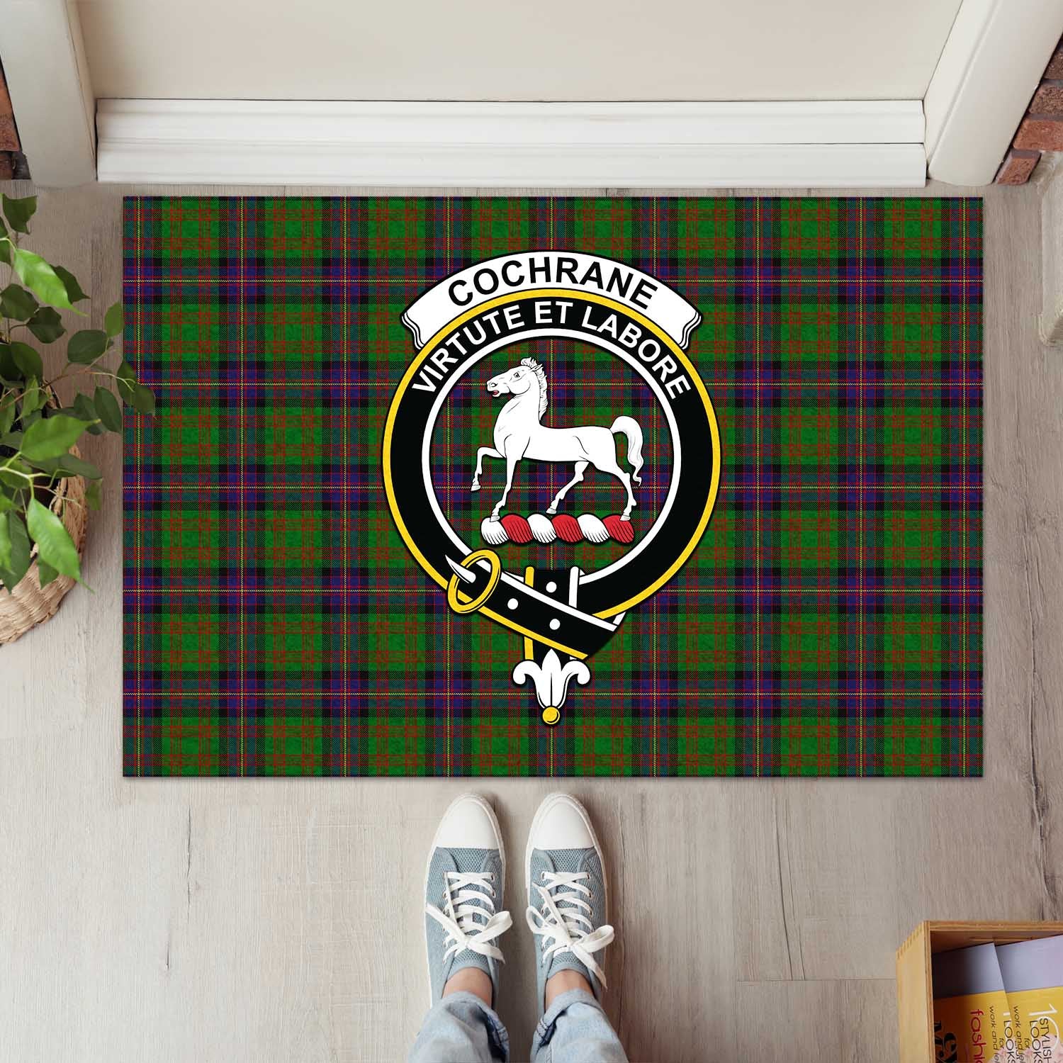 Cochrane Tartan Door Mat with Family Crest - Tartanvibesclothing