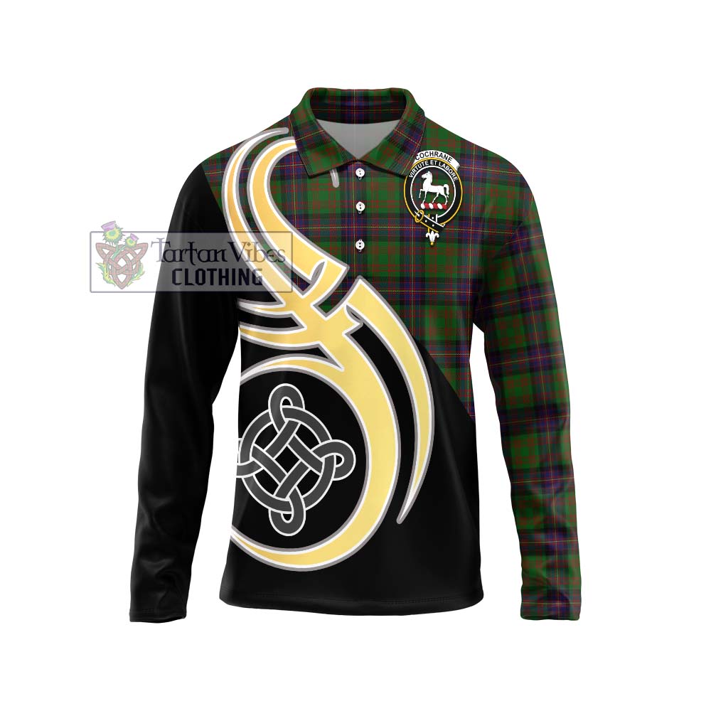 Cochrane Tartan Long Sleeve Polo Shirt with Family Crest and Celtic Symbol Style Unisex - Tartan Vibes Clothing