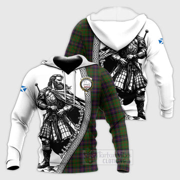 Cochrane Tartan Clan Crest Knitted Hoodie with Highlander Warrior Celtic Style