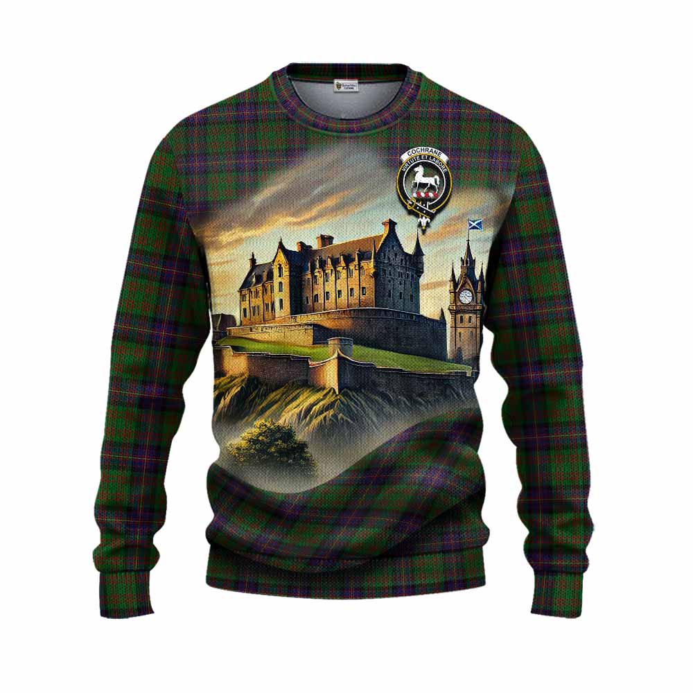 Cochrane Tartan Family Crest Knitted Sweater with Scottish Ancient Castle Style Unisex - Tartan Vibes Clothing