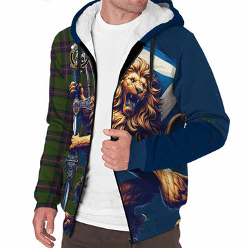 Cochrane Tartan Family Crest Sherpa Hoodie with Scottish Majestic Lion