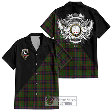 Cochrane Tartan Short Sleeve Button Shirt with Family Crest and Military Logo Style