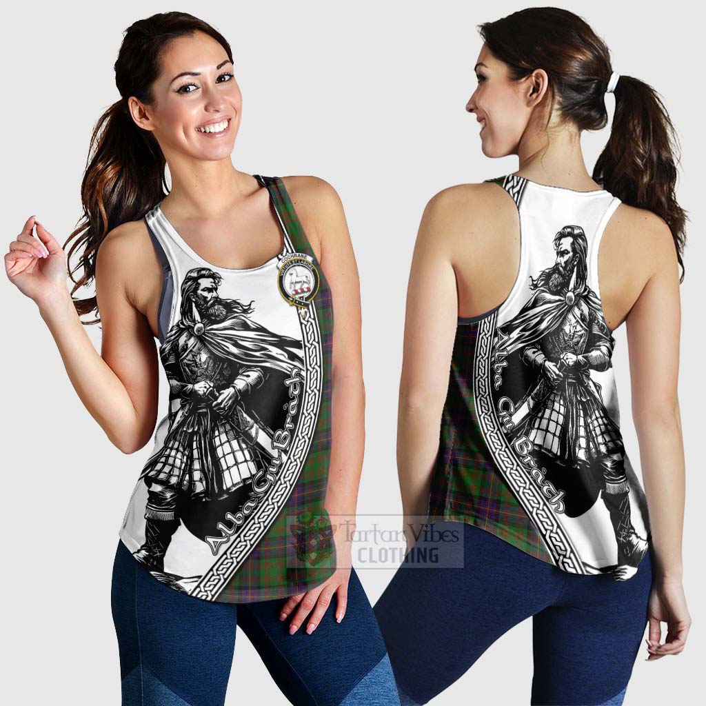 Tartan Vibes Clothing Cochrane Tartan Clan Crest Women's Racerback Tanks with Highlander Warrior Celtic Style