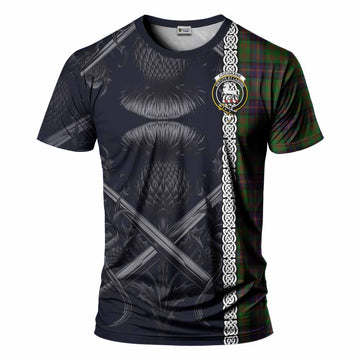 Cochrane Tartan T-Shirt with Family Crest Cross Sword Thistle Celtic Vibes