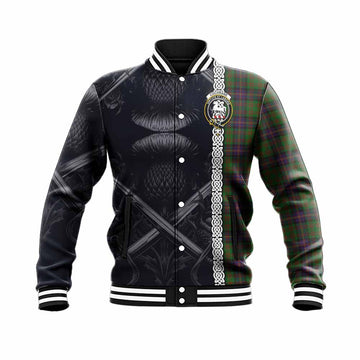 Cochrane Tartan Baseball Jacket with Family Crest Cross Sword Thistle Celtic Vibes