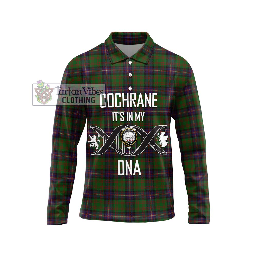 Cochrane Tartan Long Sleeve Polo Shirt with Family Crest DNA In Me Style Unisex - Tartanvibesclothing Shop