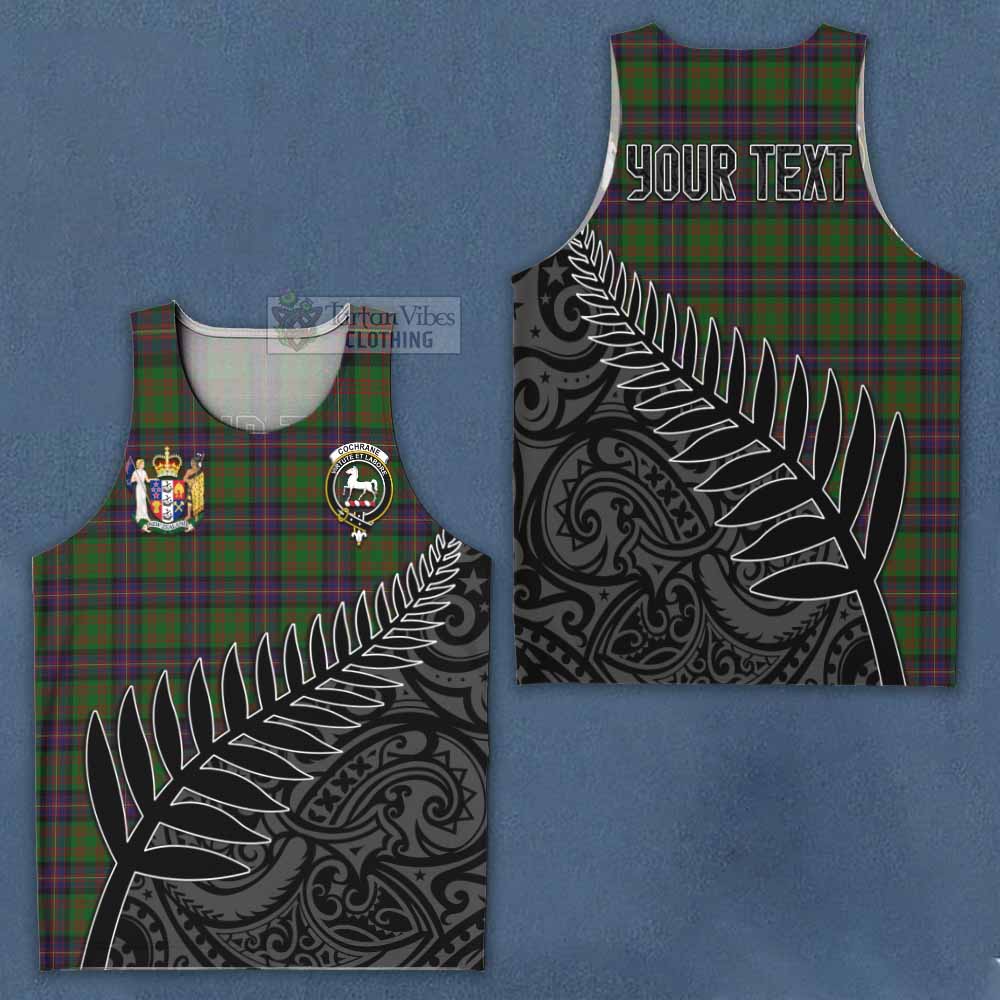 Tartan Vibes Clothing Cochrane Crest Tartan Men's Tank Top with New Zealand Silver Fern Half Style