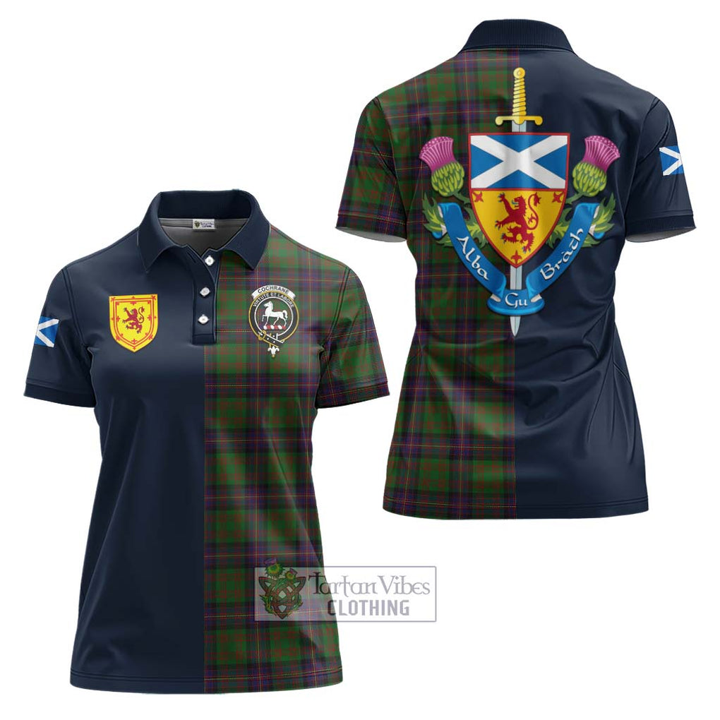 Tartan Vibes Clothing Cochrane Tartan Women's Polo Shirt with Scottish Lion Royal Arm Half Style