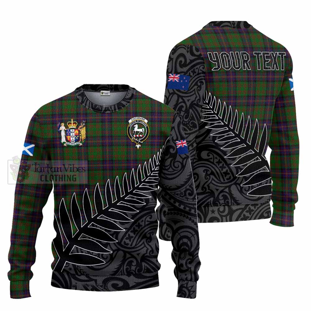 Tartan Vibes Clothing Cochrane Crest Tartan Knitted Sweater with New Zealand Silver Fern Half Style