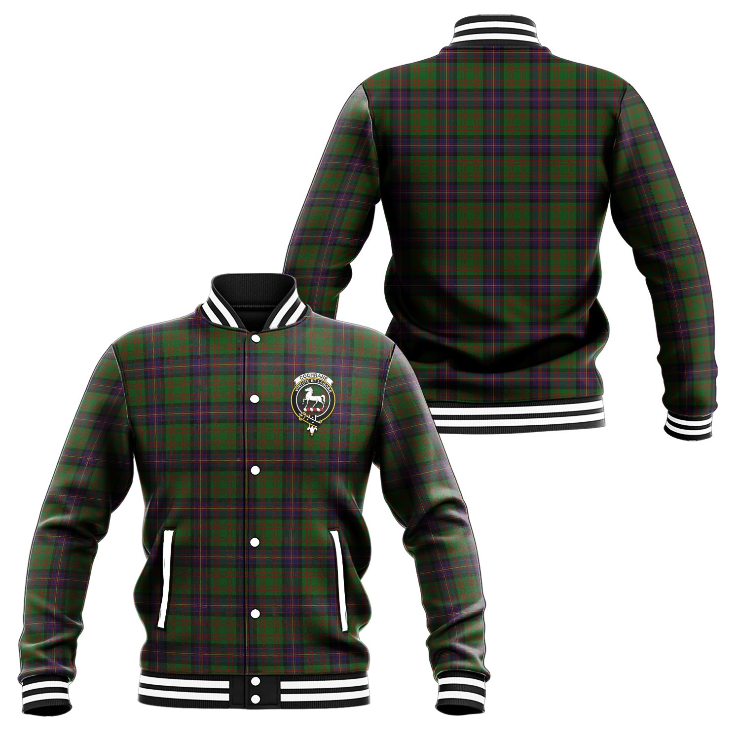 Cochrane Tartan Baseball Jacket with Family Crest Unisex - Tartan Vibes Clothing