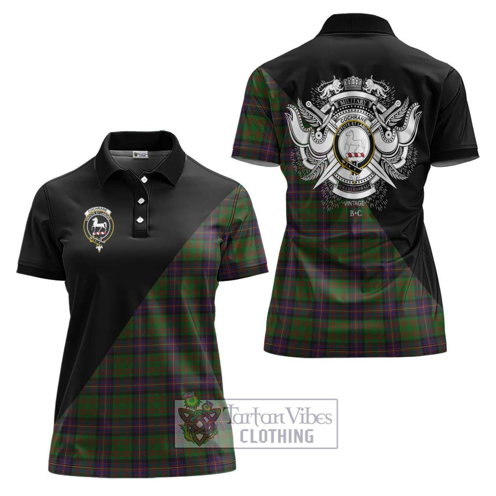 Cochrane Tartan Women's Polo Shirt with Family Crest and Military Logo Style Women - Tartanvibesclothing Shop