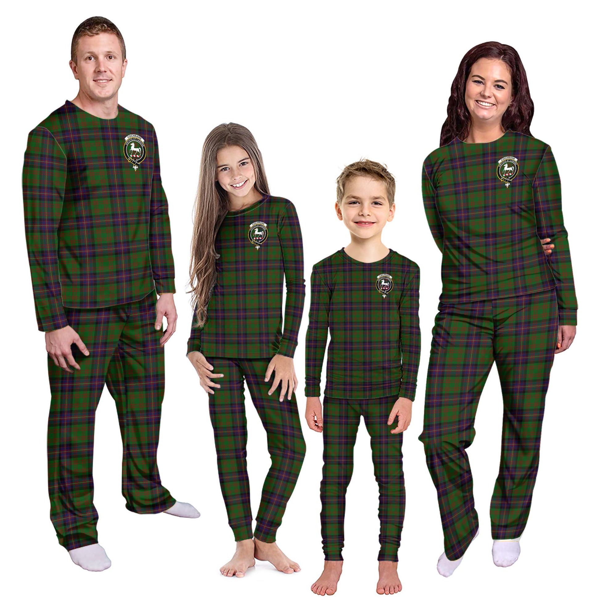 Cochrane Tartan Pajamas Family Set with Family Crest - Tartanvibesclothing