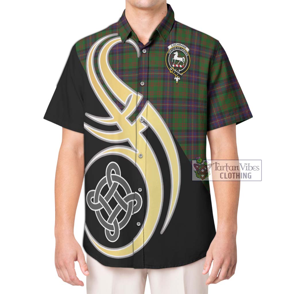 Cochrane Tartan Short Sleeve Button Shirt with Family Crest and Celtic Symbol Style Kid - Tartan Vibes Clothing