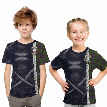 Cochrane Tartan Kid T-Shirt with Family Crest Cross Sword Thistle Celtic Vibes