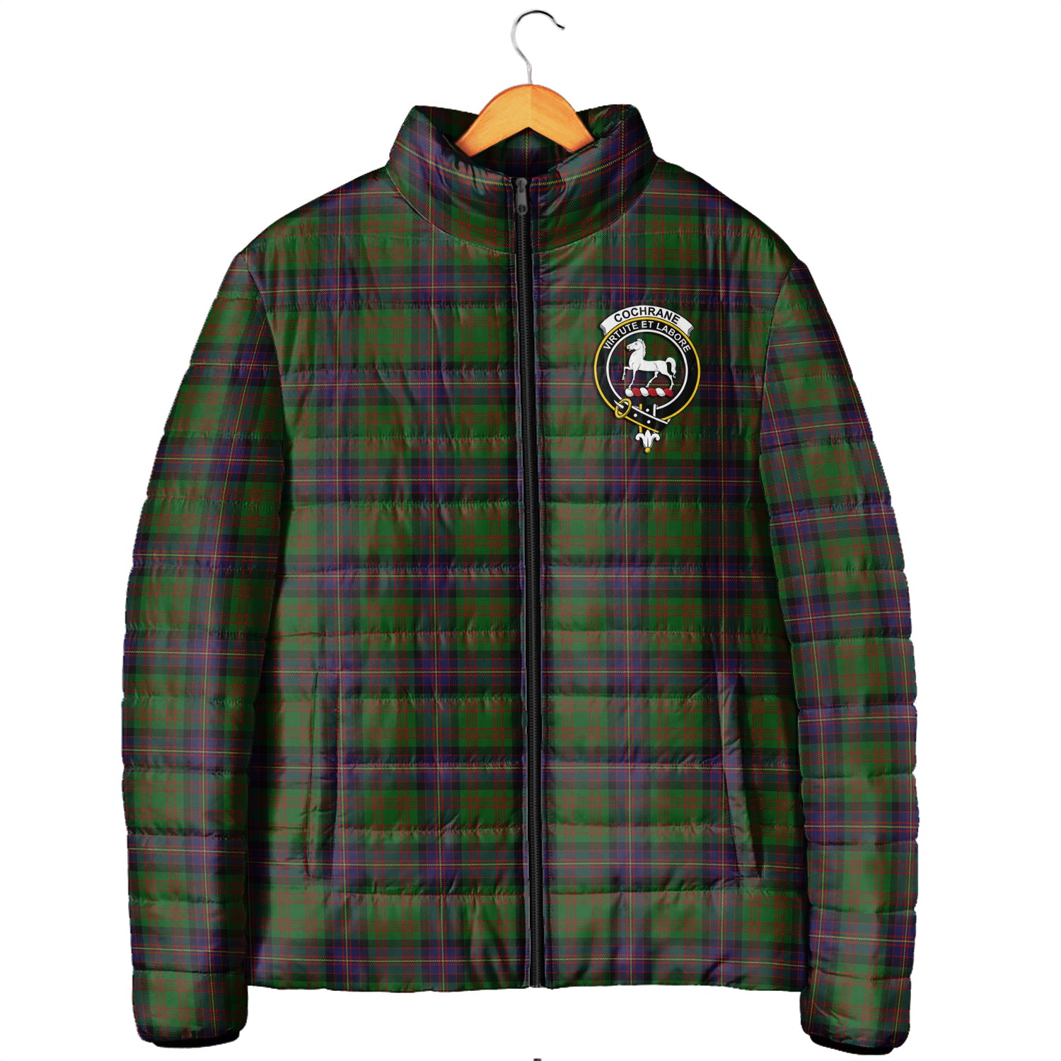 Cochrane Tartan Padded Jacket with Family Crest Men's Padded Jacket - Tartan Vibes Clothing