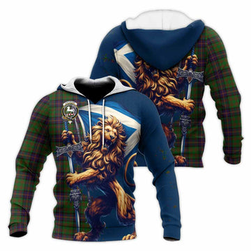 Cochrane Tartan Family Crest Knitted Hoodie with Scottish Majestic Lion