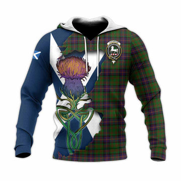 Cochrane Tartan Family Crest Knitted Hoodie Scottish Thistle Celtic Inspired Unisex Knitted Pullover Hoodie - Tartan Vibes Clothing