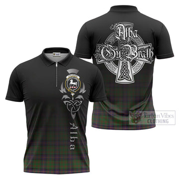 Cochrane Tartan Zipper Polo Shirt Featuring Alba Gu Brath Family Crest Celtic Inspired