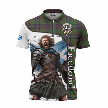 Cochrane Crest Tartan Zipper Polo Shirt Inspired by the Freedom of Scottish Warrior