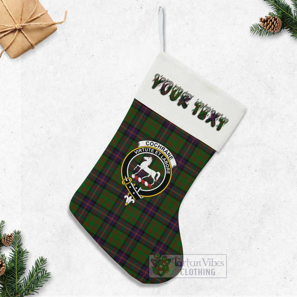 Tartan Vibes Clothing Cochrane Tartan Family Crest Christmas Stocking with Personalized Text