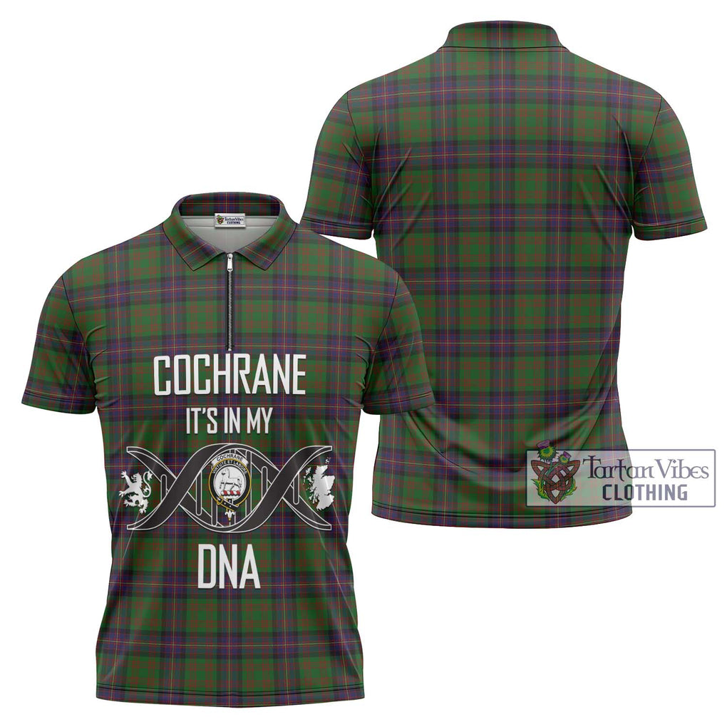 Cochrane Tartan Zipper Polo Shirt with Family Crest DNA In Me Style Unisex - Tartanvibesclothing Shop