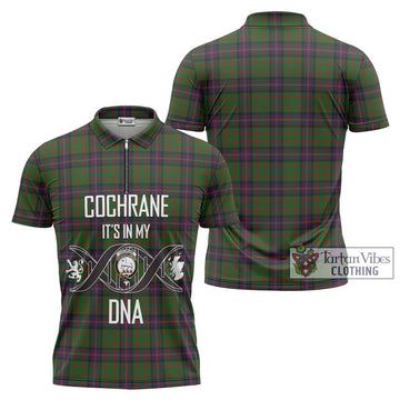 Cochrane Tartan Zipper Polo Shirt with Family Crest DNA In Me Style