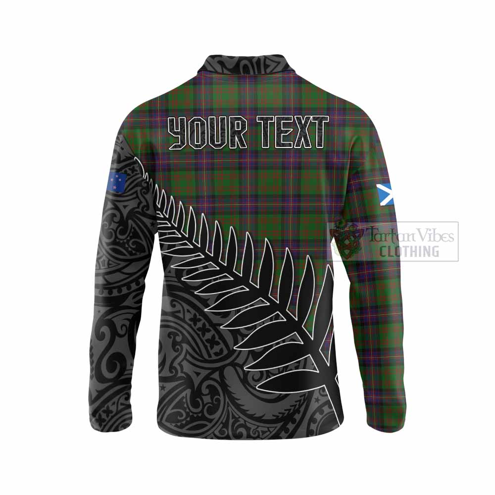 Tartan Vibes Clothing Cochrane Crest Tartan Long Sleeve Polo Shirt with New Zealand Silver Fern Half Style