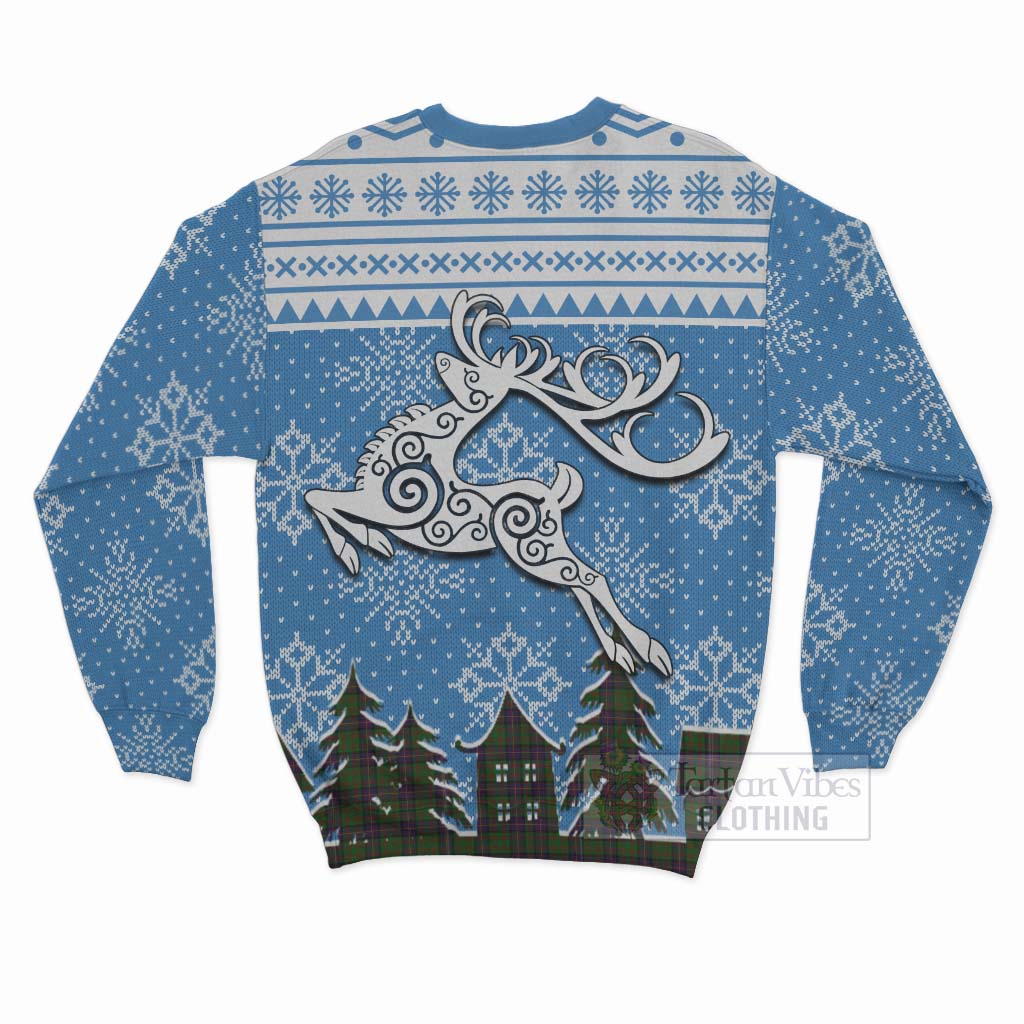 Tartan Vibes Clothing Cochrane Clan Christmas Sweatshirt Celtic Reindeer Style