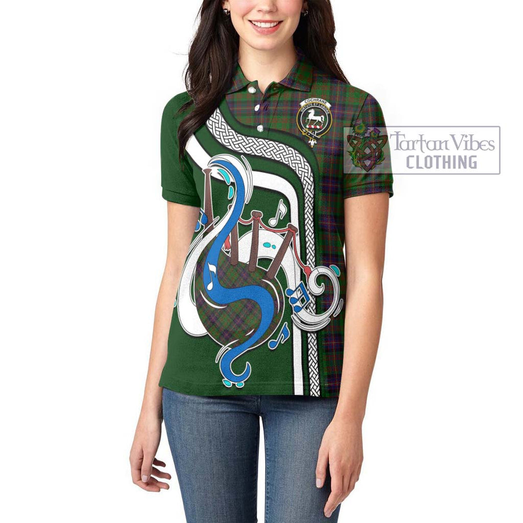 Cochrane Tartan Women's Polo Shirt with Epic Bagpipe Style - Tartanvibesclothing Shop