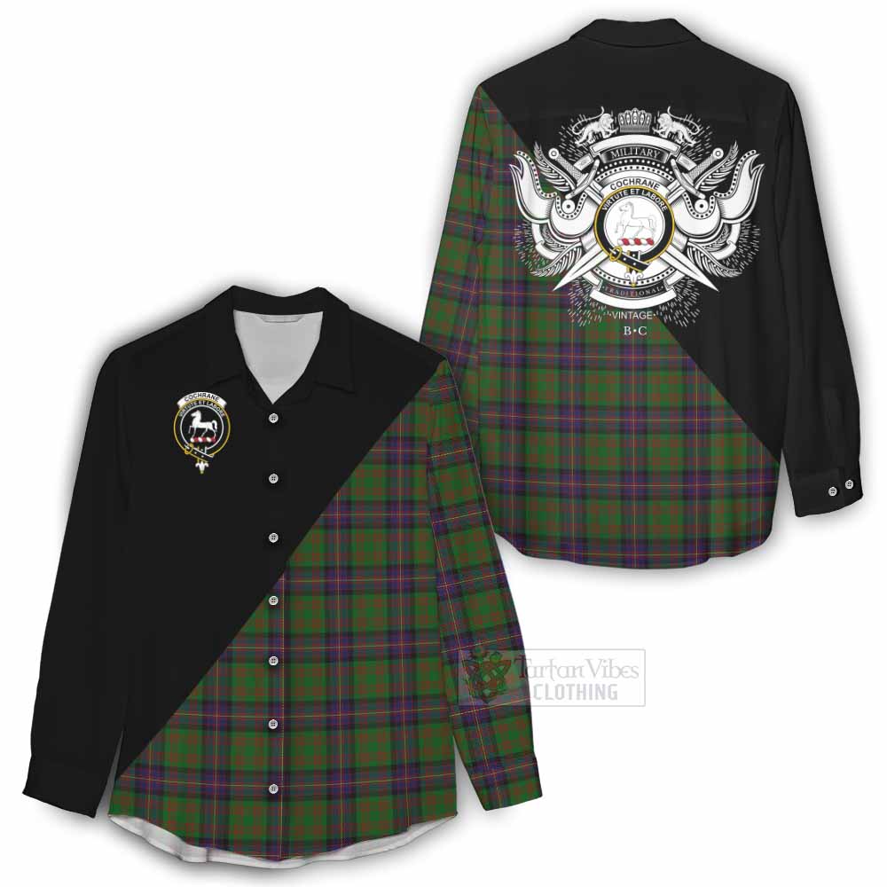 Tartan Vibes Clothing Cochrane Tartan Women's Casual Shirt with Family Crest and Military Logo Style