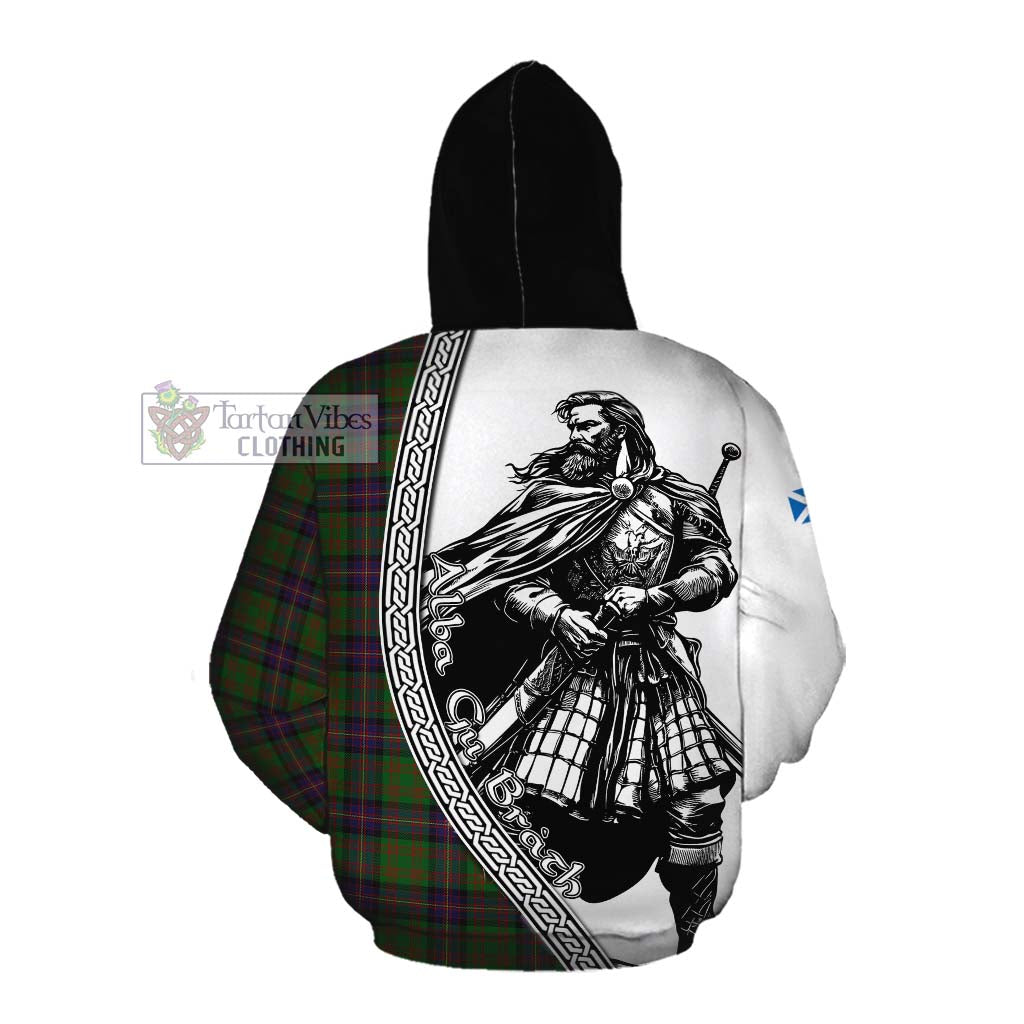 Tartan Vibes Clothing Cochrane Tartan Clan Crest Cotton Hoodie with Highlander Warrior Celtic Style