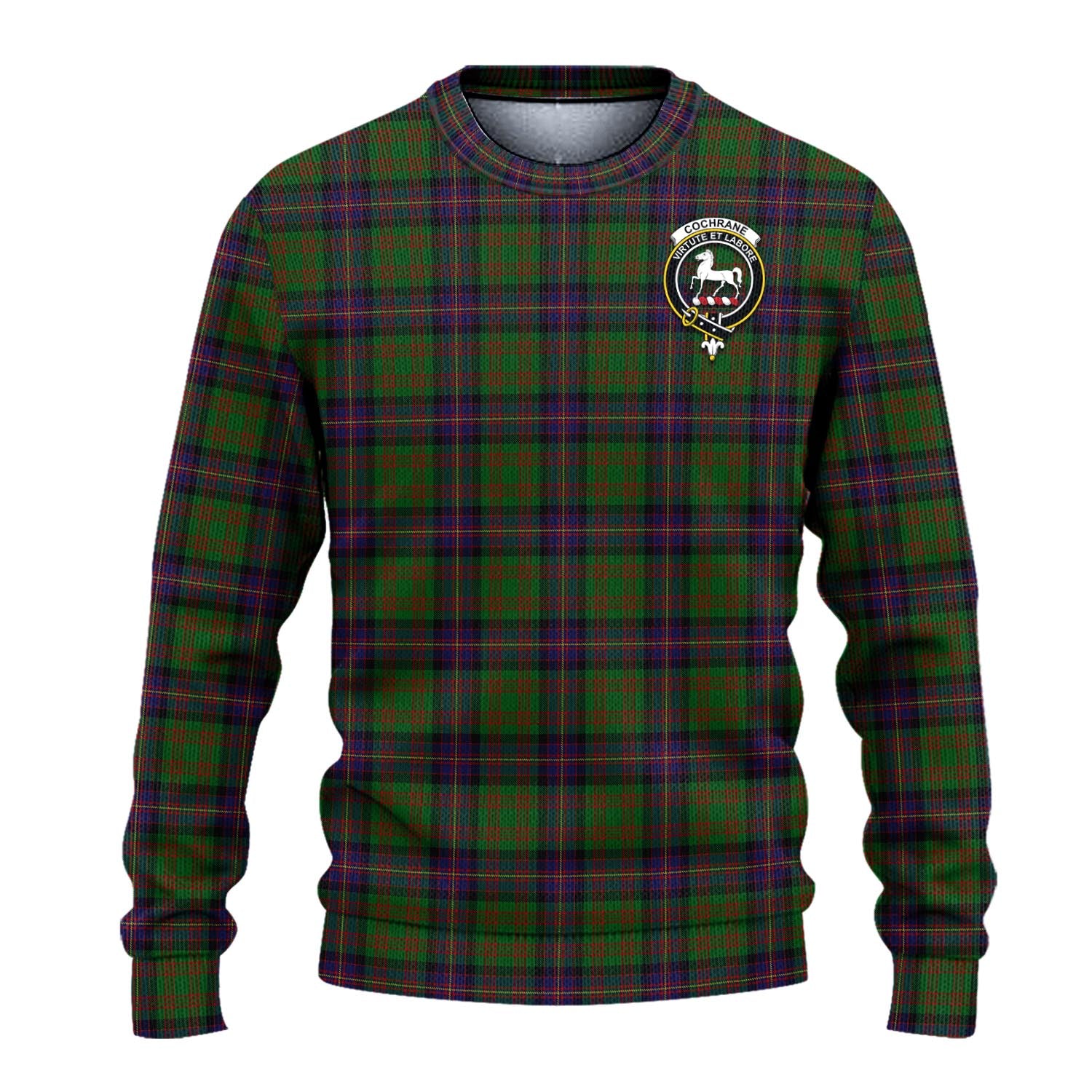 Cochrane Tartan Knitted Sweater with Family Crest - Tartanvibesclothing