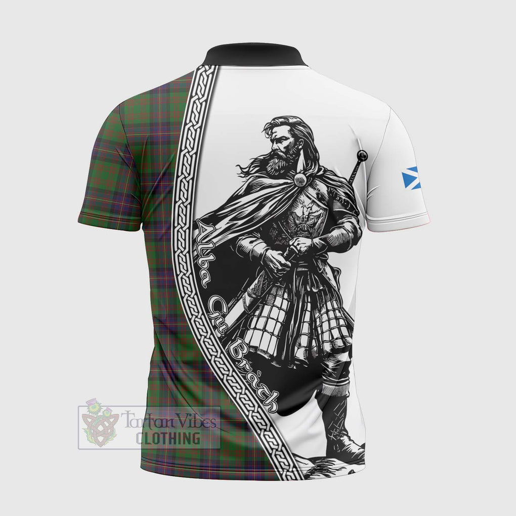 Tartan Vibes Clothing Cochrane Tartan Clan Crest Zipper Polo Shirt with Highlander Warrior Celtic Style