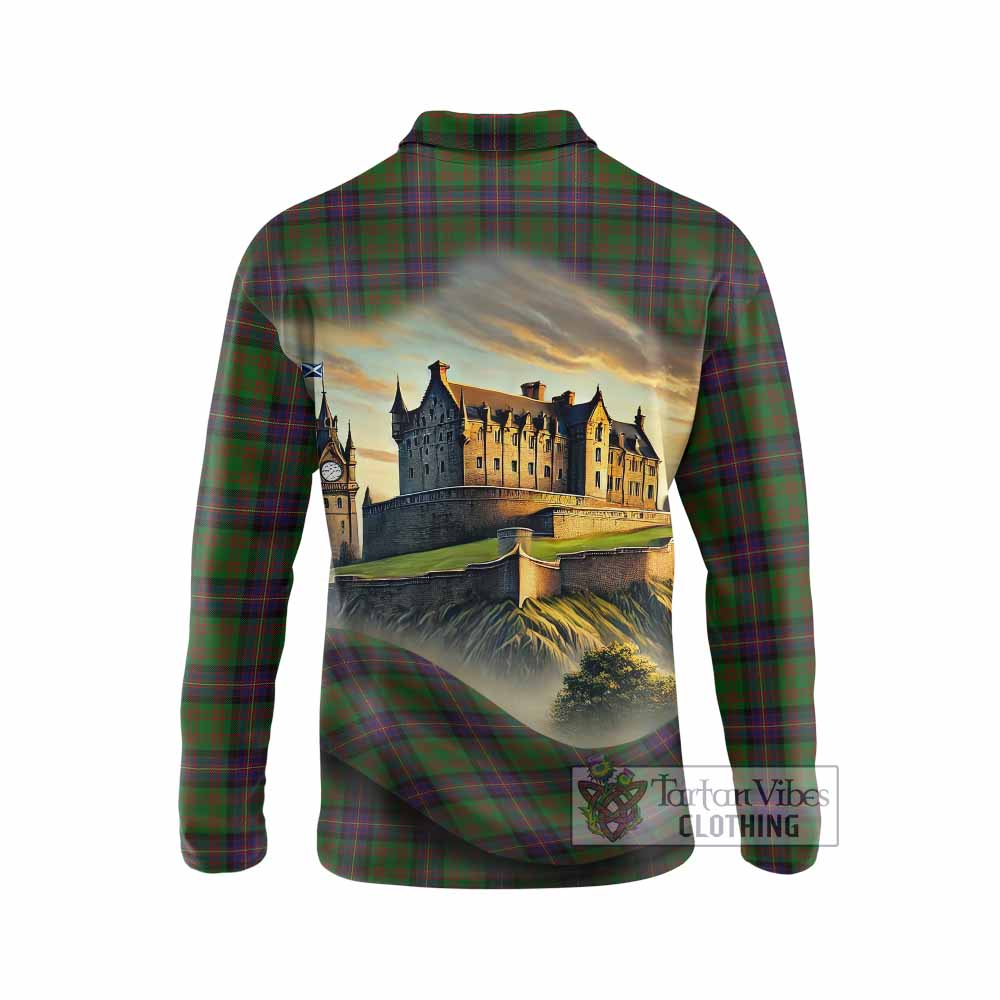 Cochrane Tartan Family Crest Long Sleeve Polo Shirt with Scottish Ancient Castle Style - Tartan Vibes Clothing