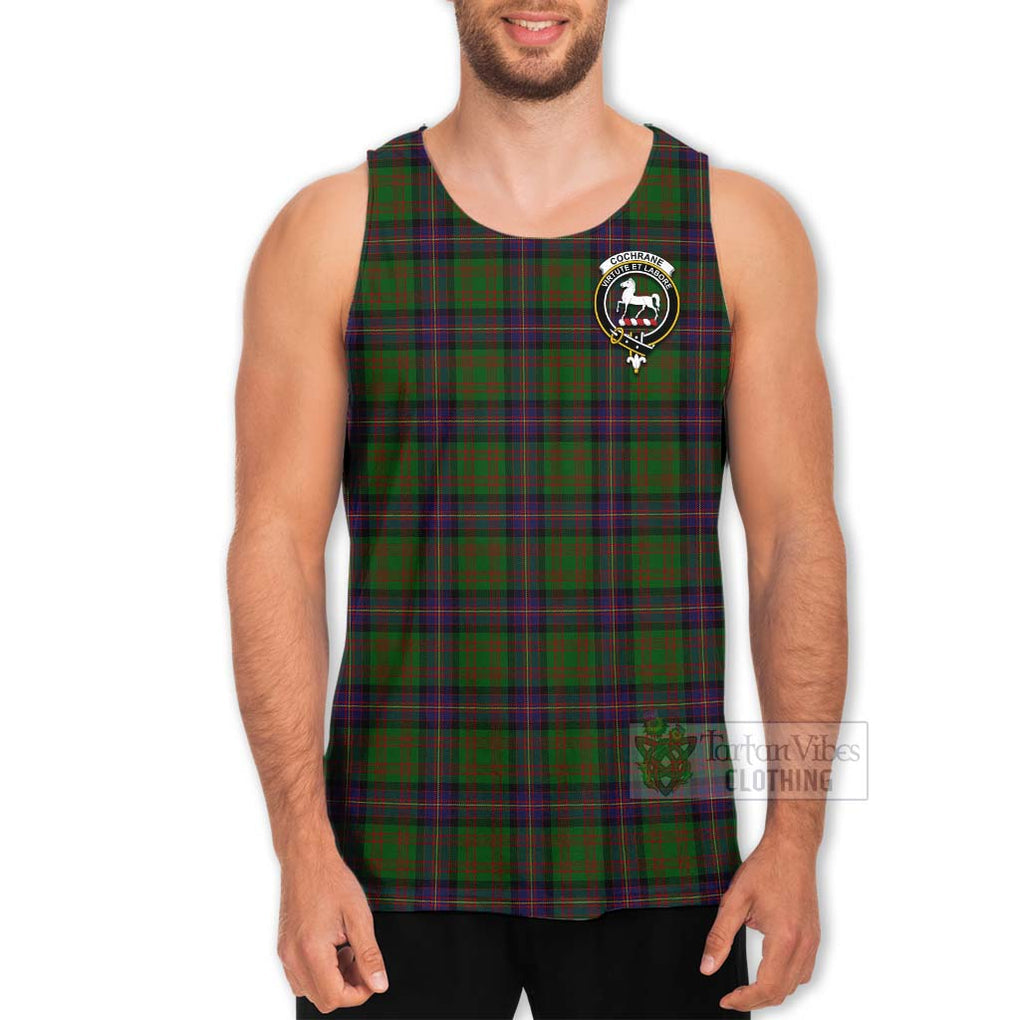 Tartan Vibes Clothing Cochrane Tartan Men's Tank Top with Family Crest Celtic Skull Style