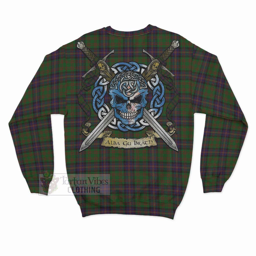 Tartan Vibes Clothing Cochrane Tartan Sweatshirt with Family Crest Celtic Skull Style