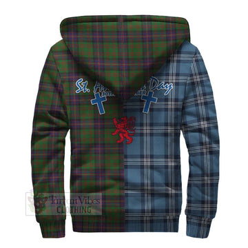 Cochrane Tartan Sherpa Hoodie Happy St. Andrew's Day Half Tartan Style