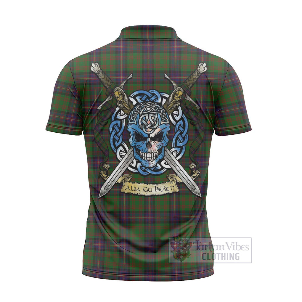 Tartan Vibes Clothing Cochrane Tartan Zipper Polo Shirt with Family Crest Celtic Skull Style