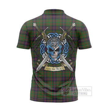 Cochrane Tartan Zipper Polo Shirt with Family Crest Celtic Skull Style