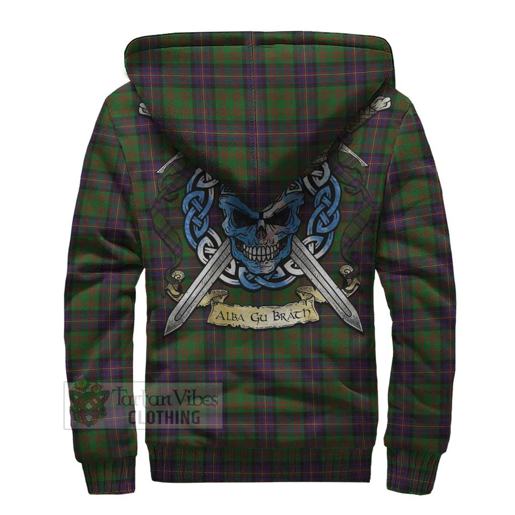 Tartan Vibes Clothing Cochrane Tartan Sherpa Hoodie with Family Crest Celtic Skull Style