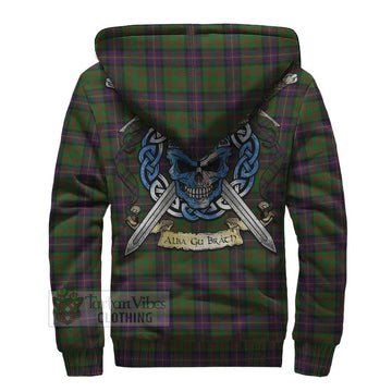 Cochrane Tartan Sherpa Hoodie with Family Crest Celtic Skull Style