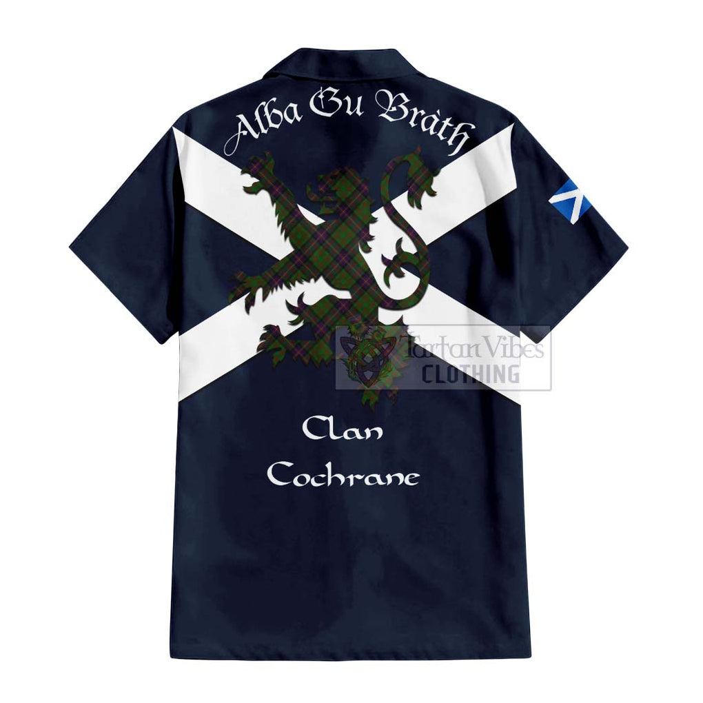 Tartan Vibes Clothing Cochrane Tartan Lion Rampant Short Sleeve Button Shirt – Proudly Display Your Heritage with Alba Gu Brath and Clan Name