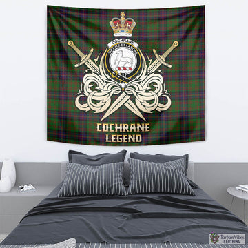 Cochrane Tartan Tapestry with Clan Crest and the Golden Sword of Courageous Legacy