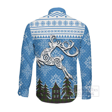 Cochrane Clan Christmas Long Sleeve Button Shirt Celtic Reindeer Style